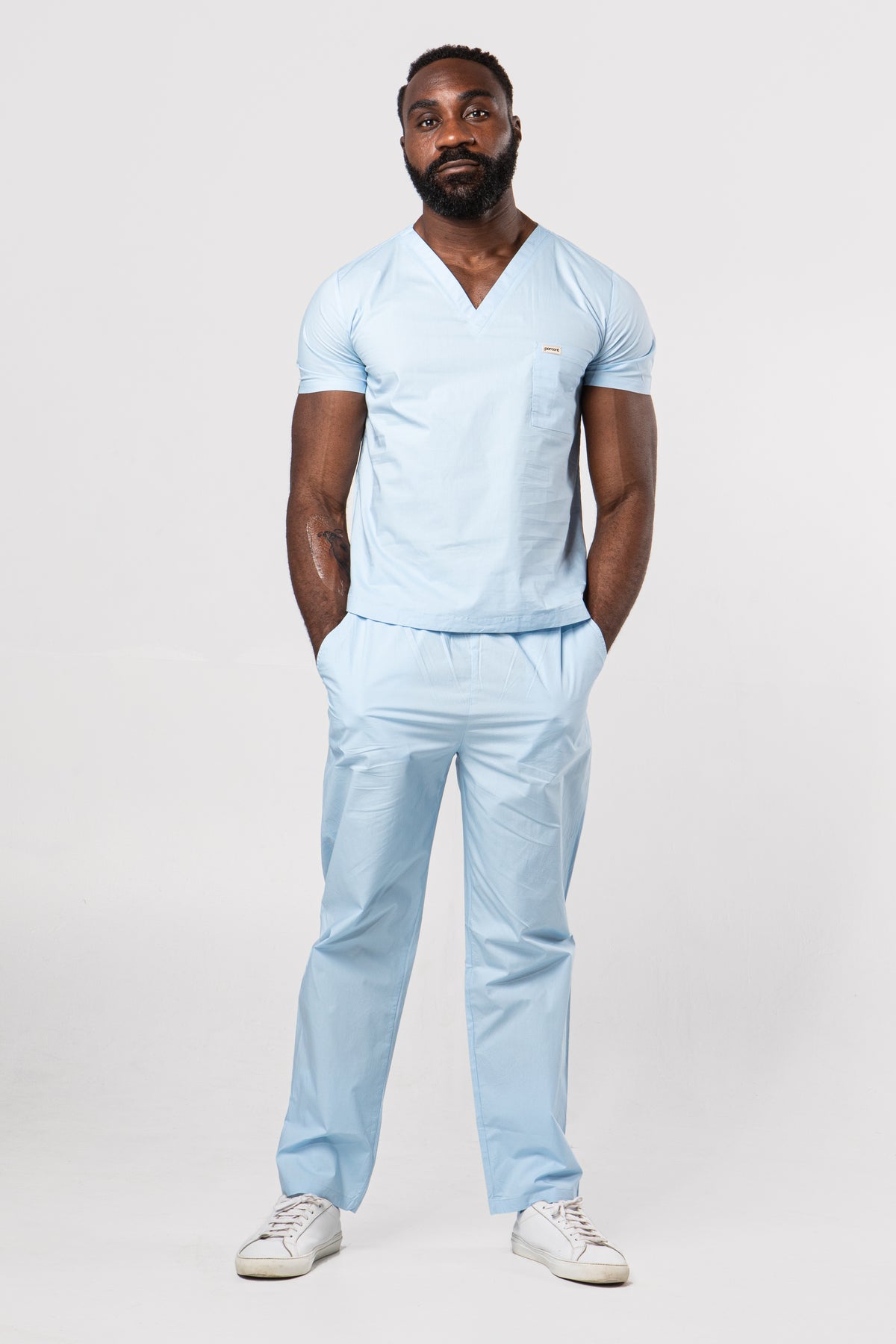 100% Organic Cotton Scrub Top Ceil Blue