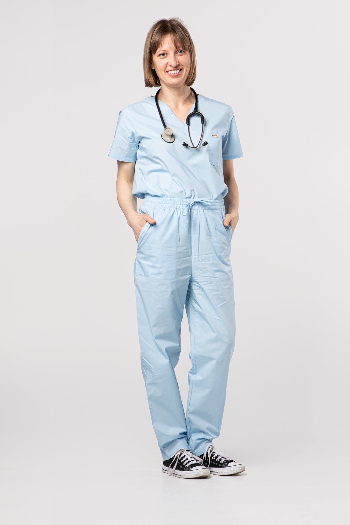 100% Organic Cotton Scrub Pants Ceil Blue