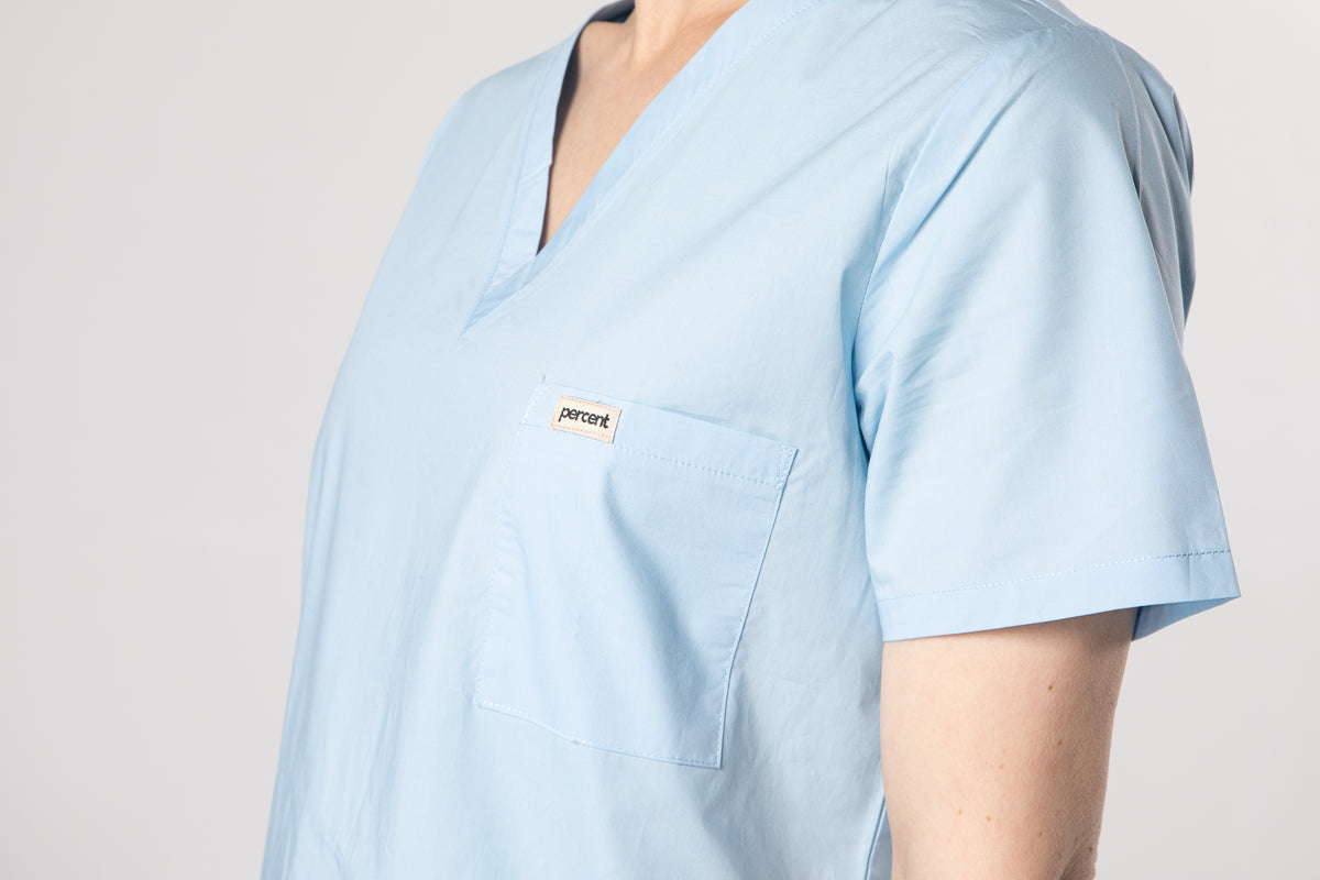 100% Organic Cotton Scrub Top Ceil Blue