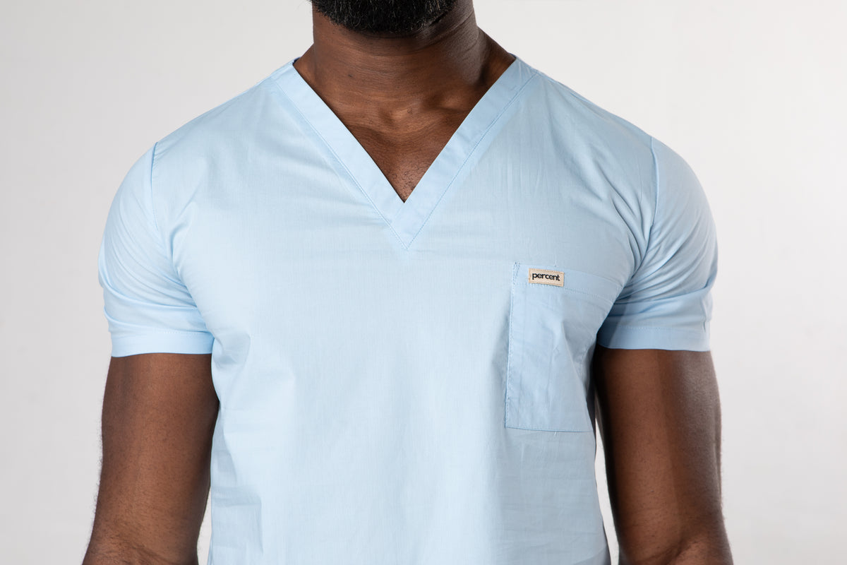 100% Organic Cotton Scrub Top Ceil Blue