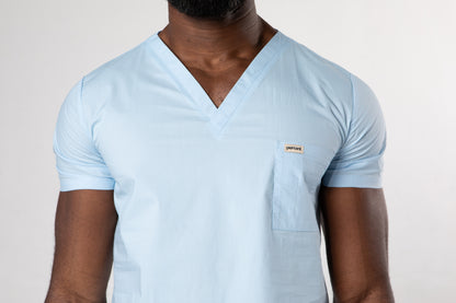 100% Organic Cotton Scrub Top Ceil Blue
