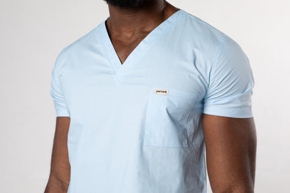 100% Organic Cotton Scrub Top Ceil Blue