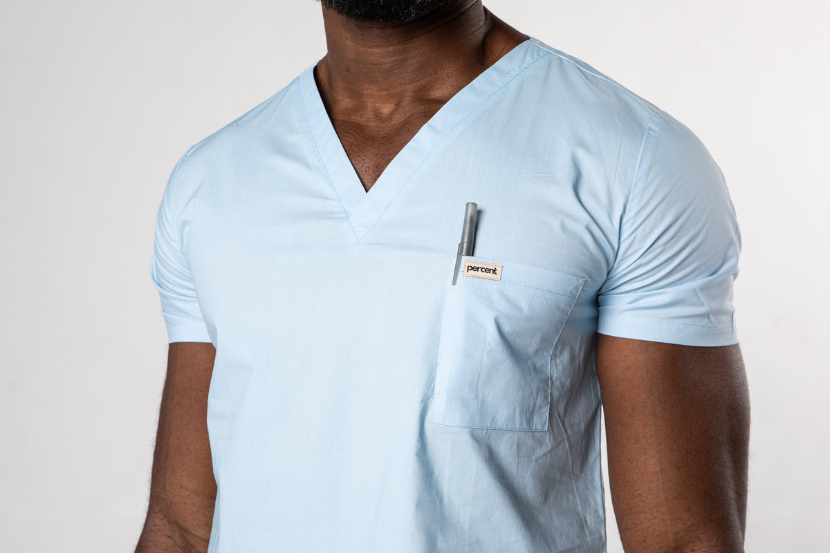 100% Organic Cotton Scrub Top Ceil Blue