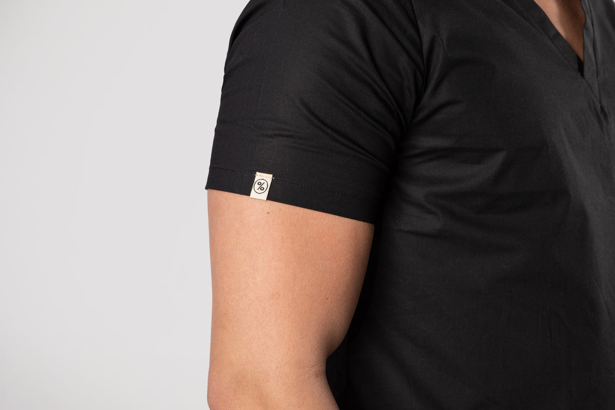 100% Organic Cotton Scrub Top Black