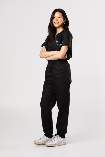100% Organic Cotton Scrub Pants Black