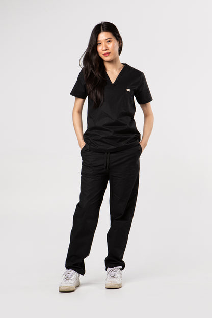 100% Organic Cotton Scrub Pants Black