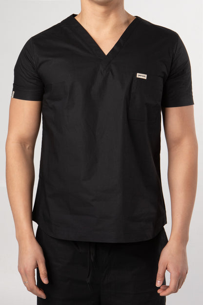 100% Organic Cotton Scrub Top Black